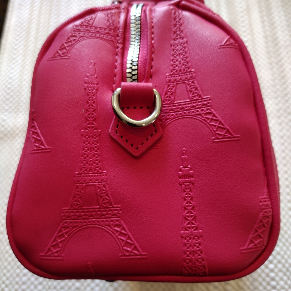 Betsey Johnson Hot Pink Embossed Eiffel Tower Crossbody Bag - Picture 4 of 8